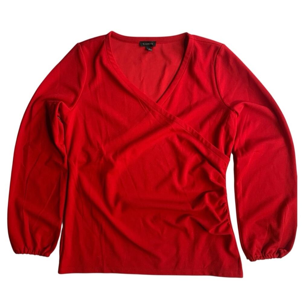 Talbots Red V-Neck Blouse Size Medium